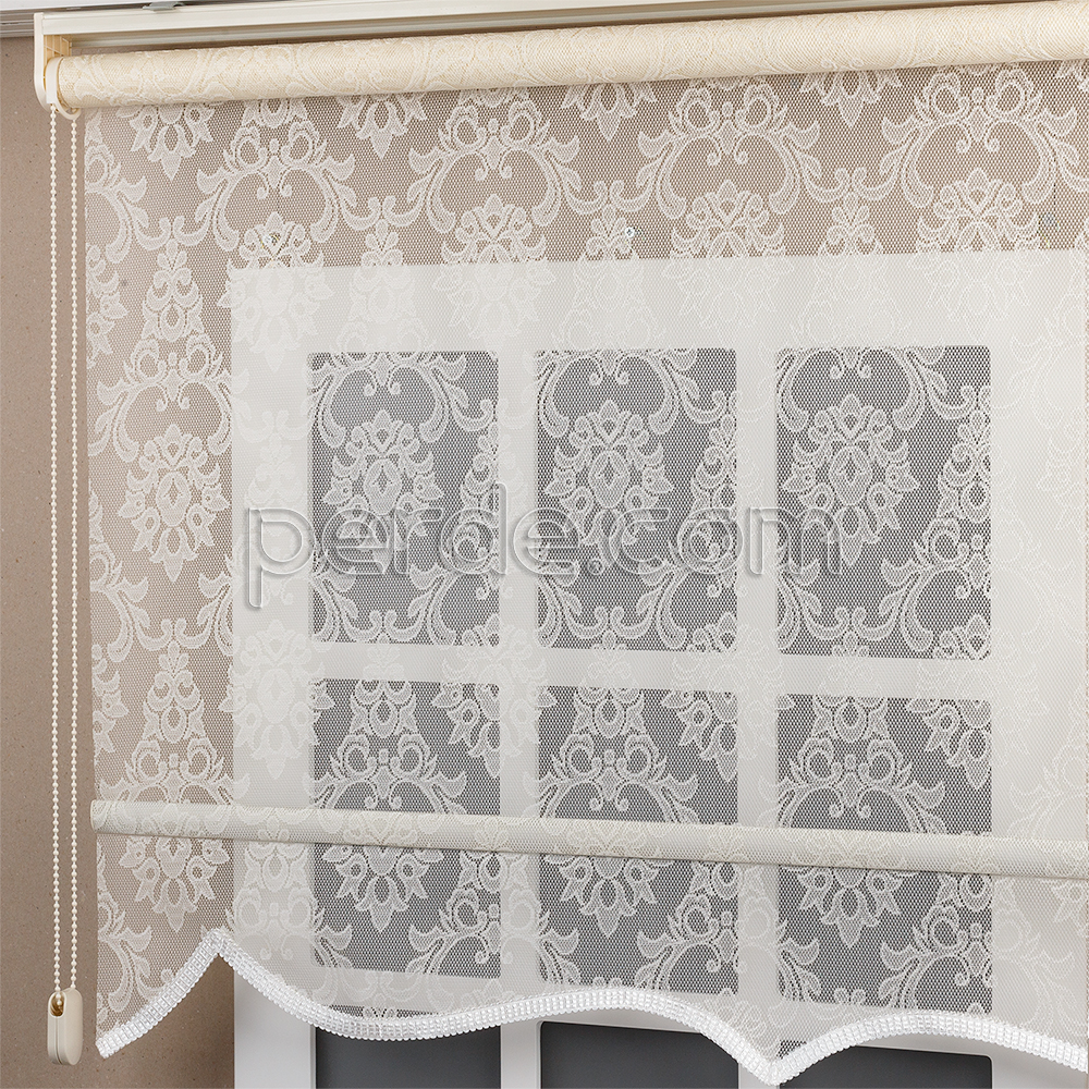 Brillant Damask Desen Tül Stor Perde