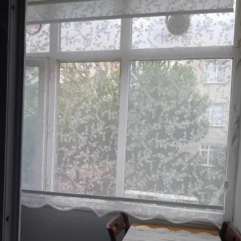 Çiçek desenli tül stor perde