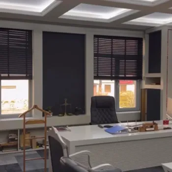 Ofis için Siyah Polywood Ahşap Jaluzi Perde