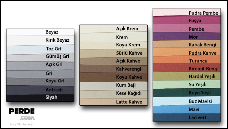 Stor Perde Renk Kartelası